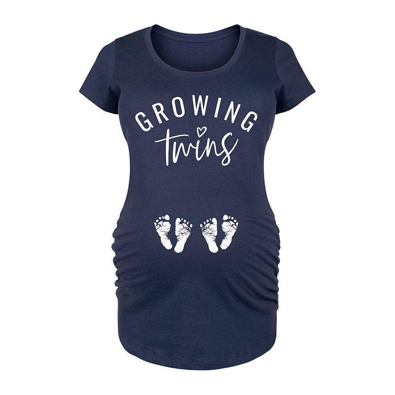 Maternity Growing Twins Graphic Tee, Girls Blue Product Image