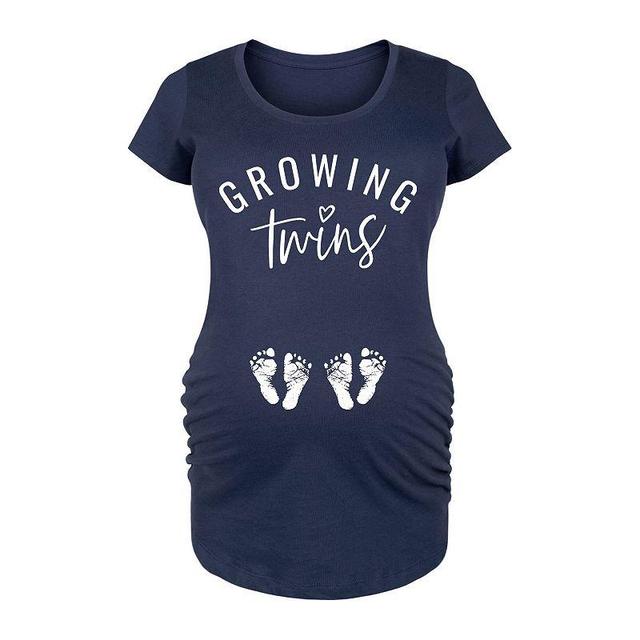 Maternity Growing Twins Graphic Tee, Girls Blue Product Image