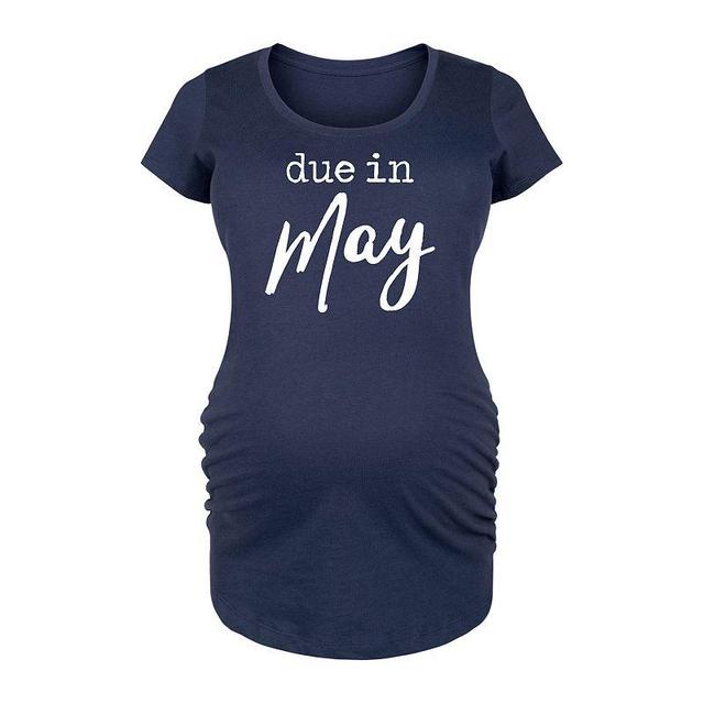 Maternity Due In May Graphic Tee, Womens Blue Product Image