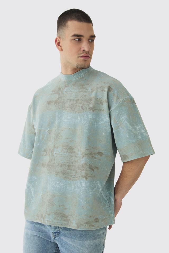 Tall Acid Wash Compact Rib Boxy Oversized T-Shirt | boohooMAN USA Product Image