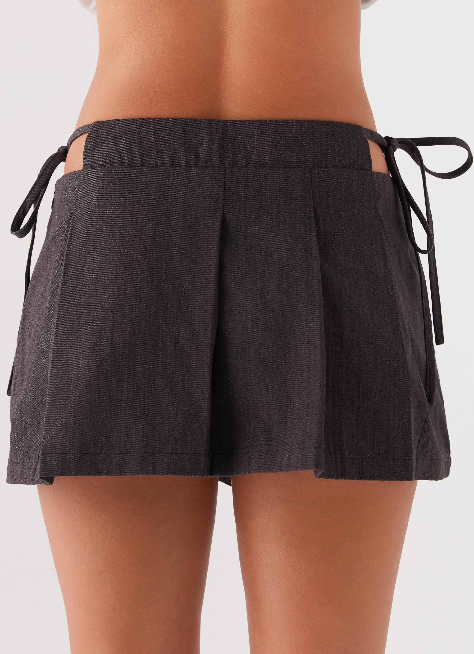 Alexie Pleated Mini Skirt - Black Product Image