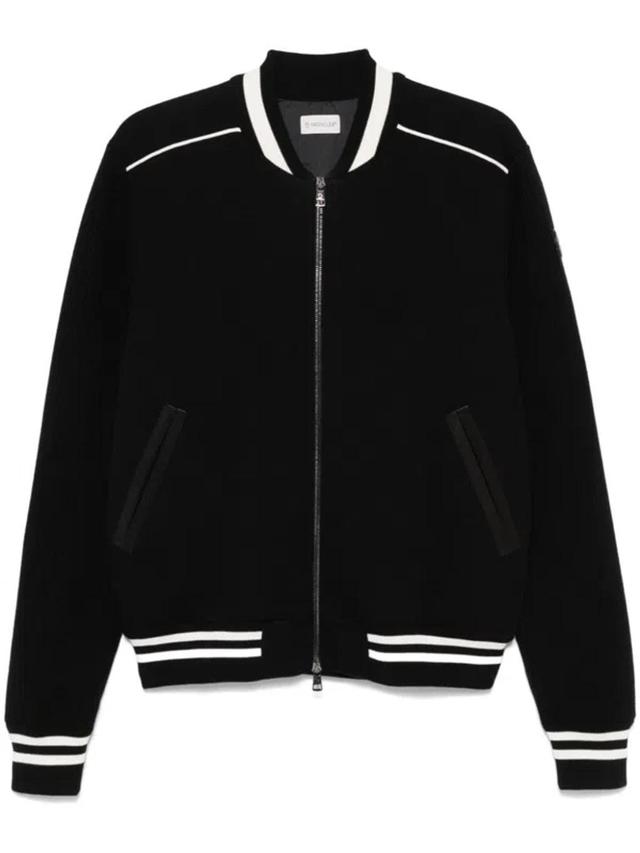 Padded-panel Zip-up Cardigan In Black Product Image