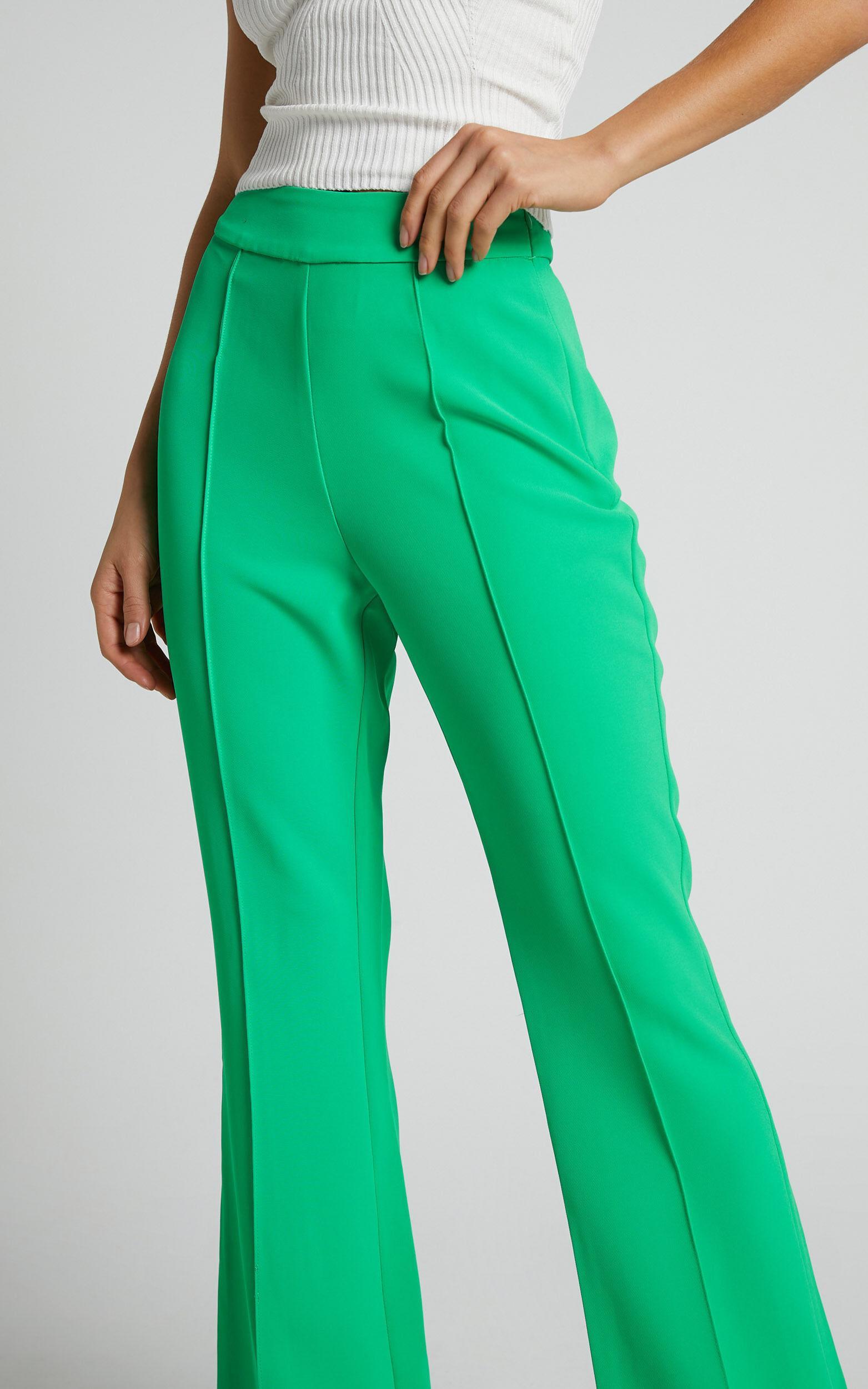 Jessa Pants - High Waisted Pants in Green Product Image