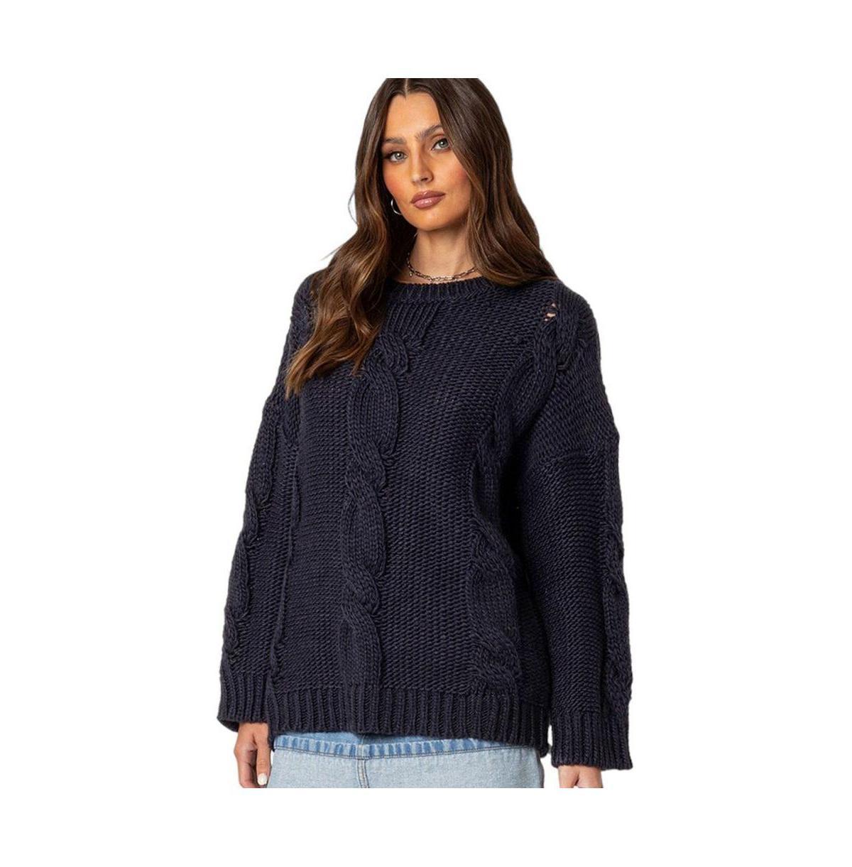 Edikted Alene Oversized Cable Knit Sweater Product Image