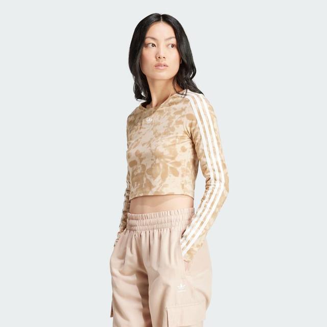 adidas 3-Stripes Crop Top Magic Beige XS Womens Product Image