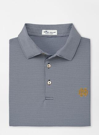 Peter Millar Mens Notre Dame Jubilee Stripe Performance Polo | Color: Navy | Size: S | ND Product Image