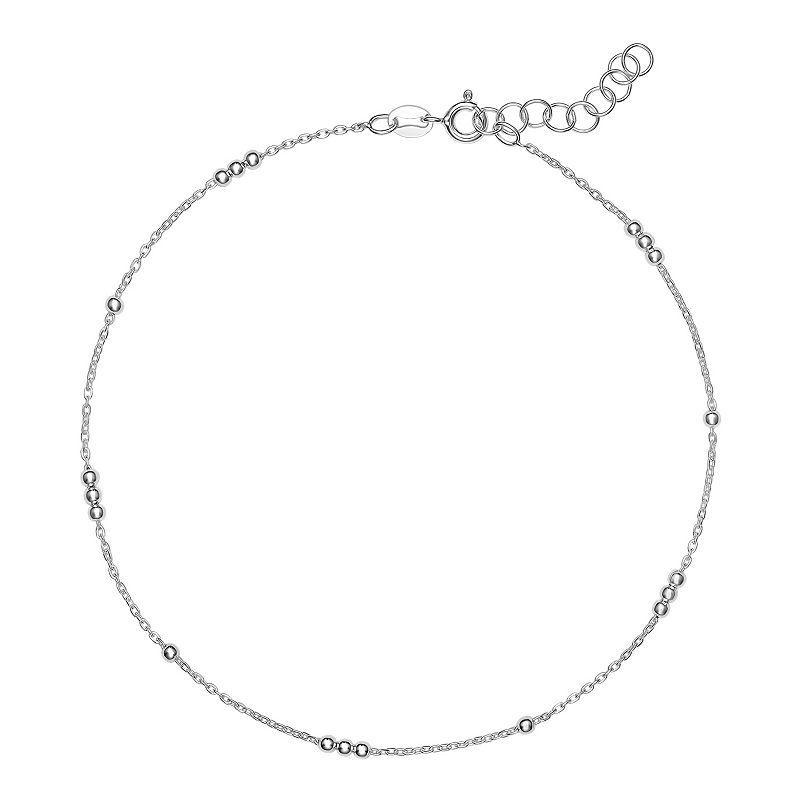 PRIMROSE Sterling Silver Station Cable Anklet, Womens Product Image