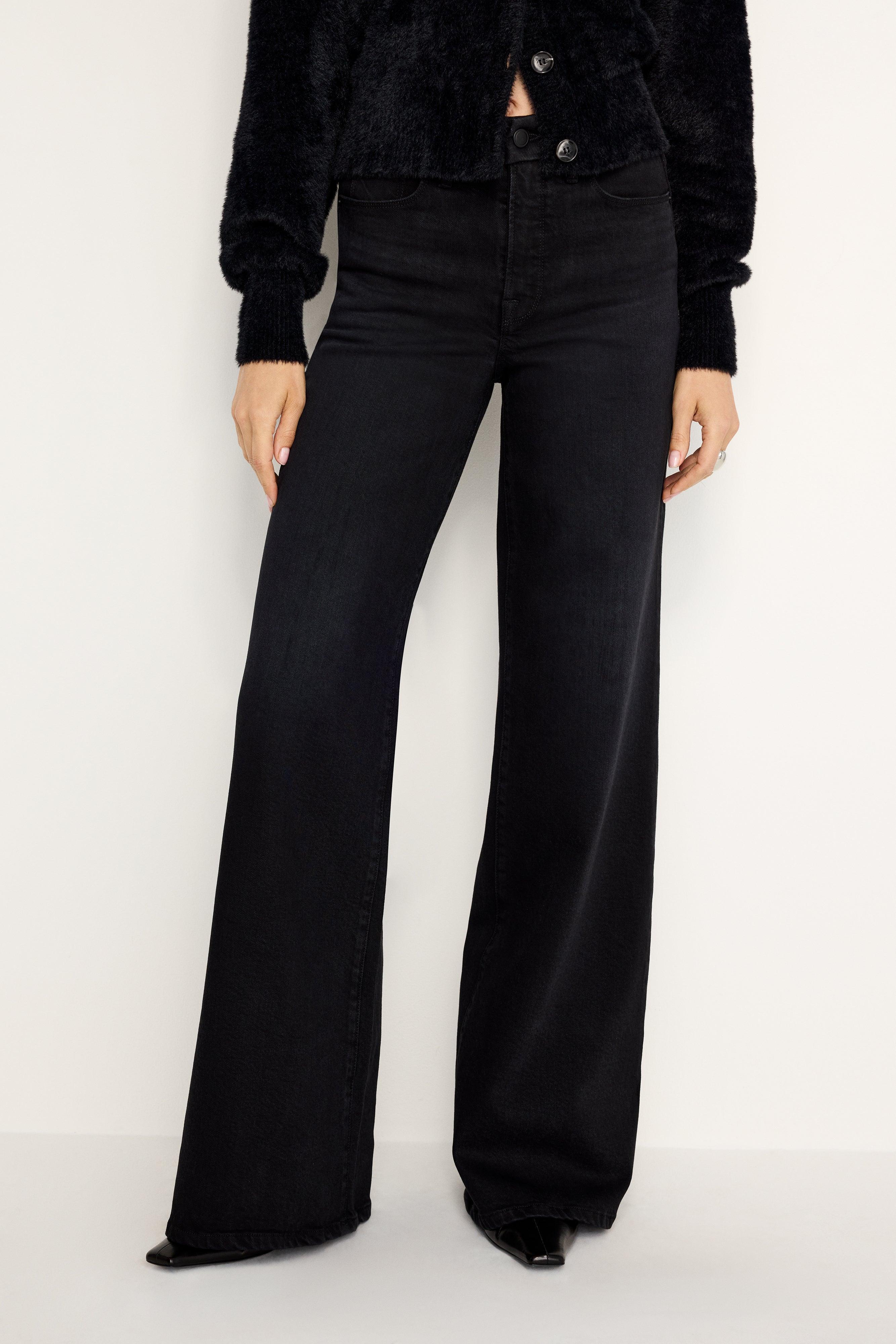 SOFT-TECH GOOD WAIST PALAZZO JEANS | BLACK344 Product Image