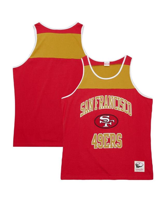 Mens Mitchell & Ness Scarlet San Francisco 49ers Heritage Colorblock Tank Top - Scarlet Product Image