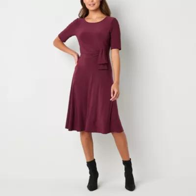 Perceptions Womens Short Sleeve Fit + Flare Dress Product Image