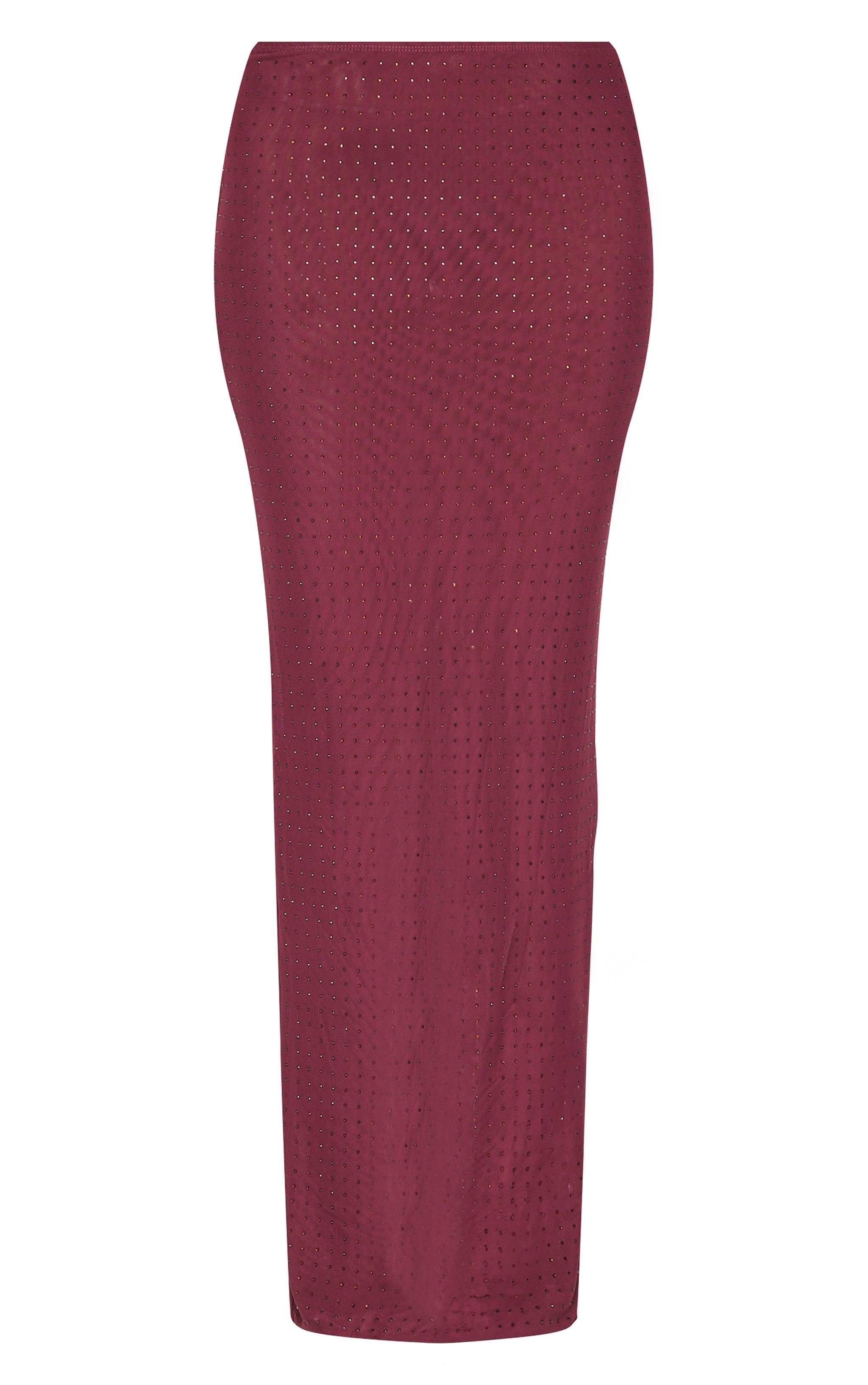 Burgundy Hot Fix Mesh Maxi Skirt Product Image