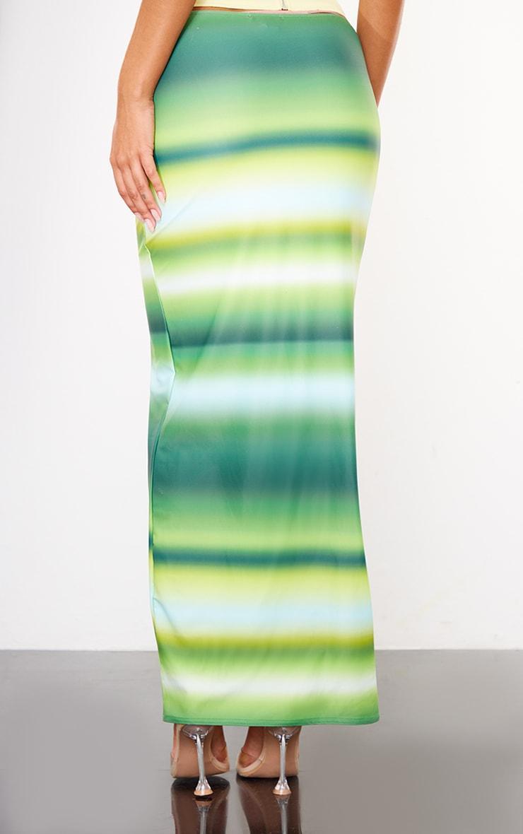 Green Ombre Printed Matte Sculpt Tie Waist Maxi Skirt Product Image