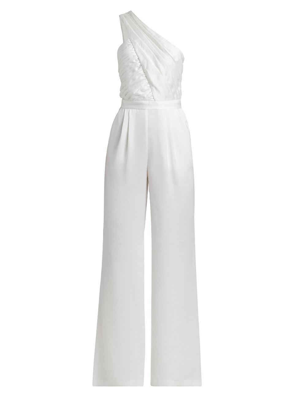 Womens Myra Asymmetric Pleated Satin Jumpsuit Product Image