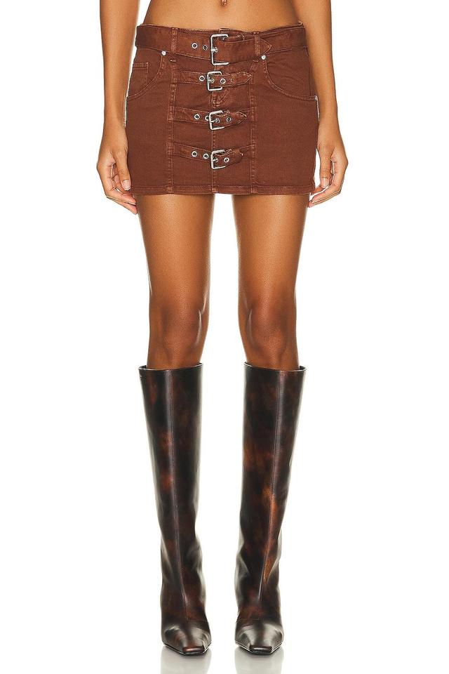 Blumarine Buckle Mini Skirt in Brown Product Image