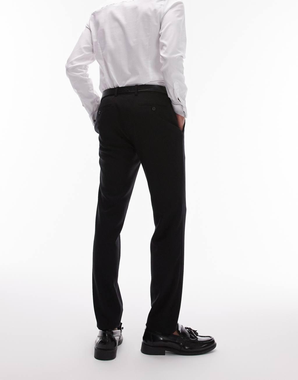 Topman skinny textured pants in black Product Image