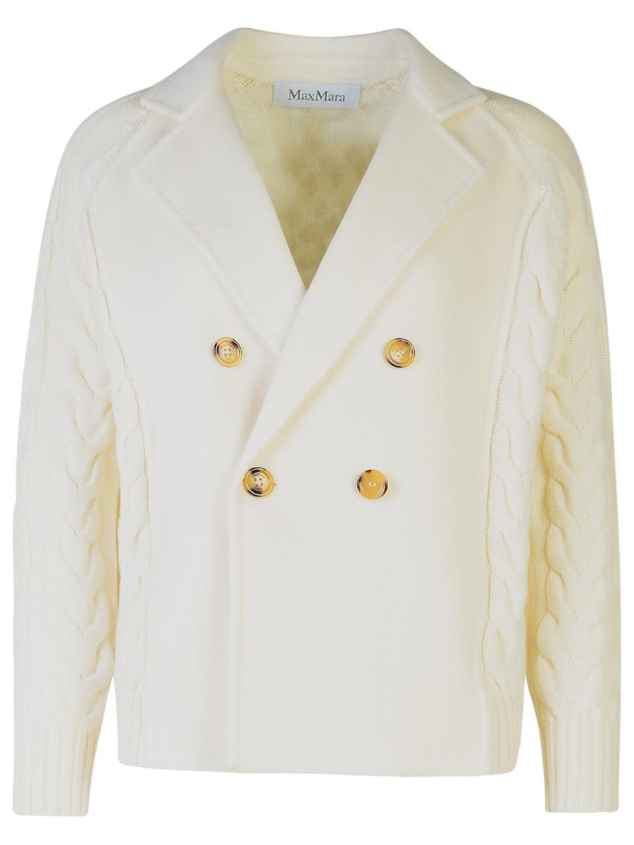 Micio White Wool Blend Cardigan In Blanco Product Image