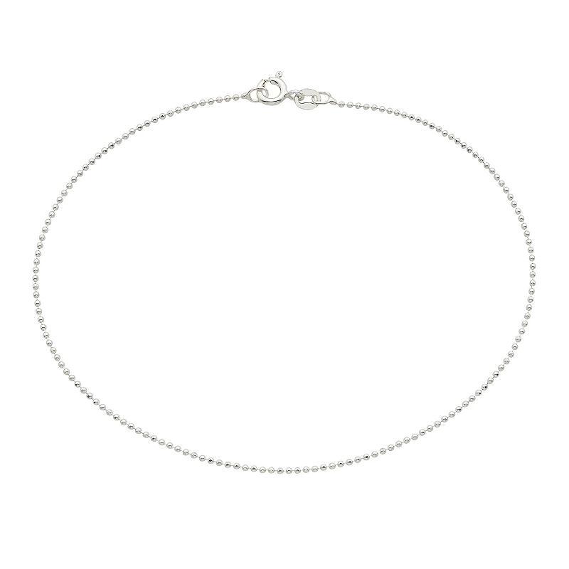 Sterling Silver Bead Anklet, Womens Product Image