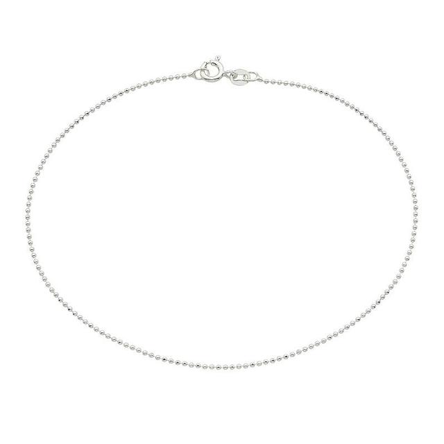 Sterling Silver Bead Anklet, Womens Product Image