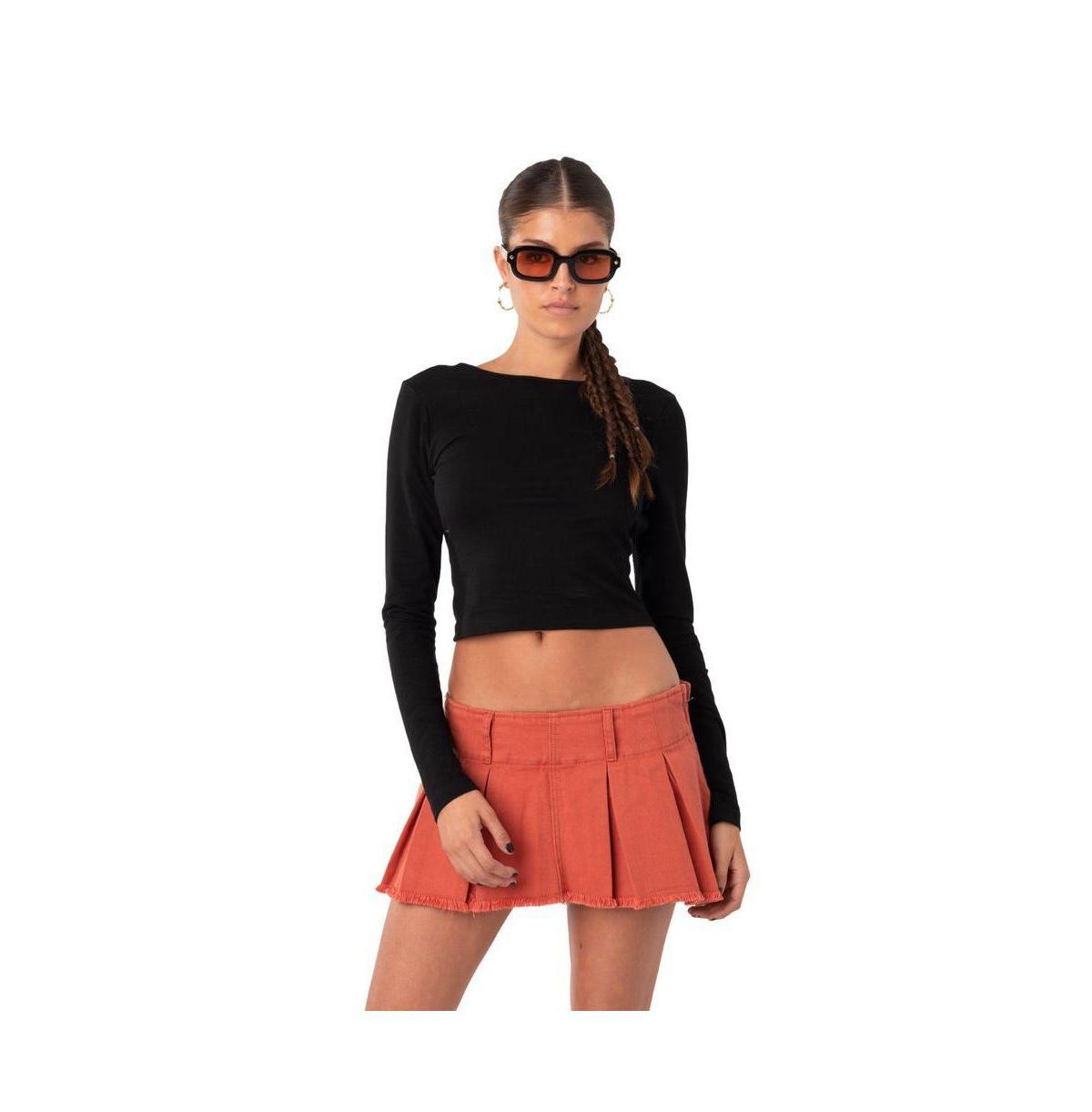 EDIKTED Haven Open Back Crop Top in Black at Nordstrom, Size Medium Product Image