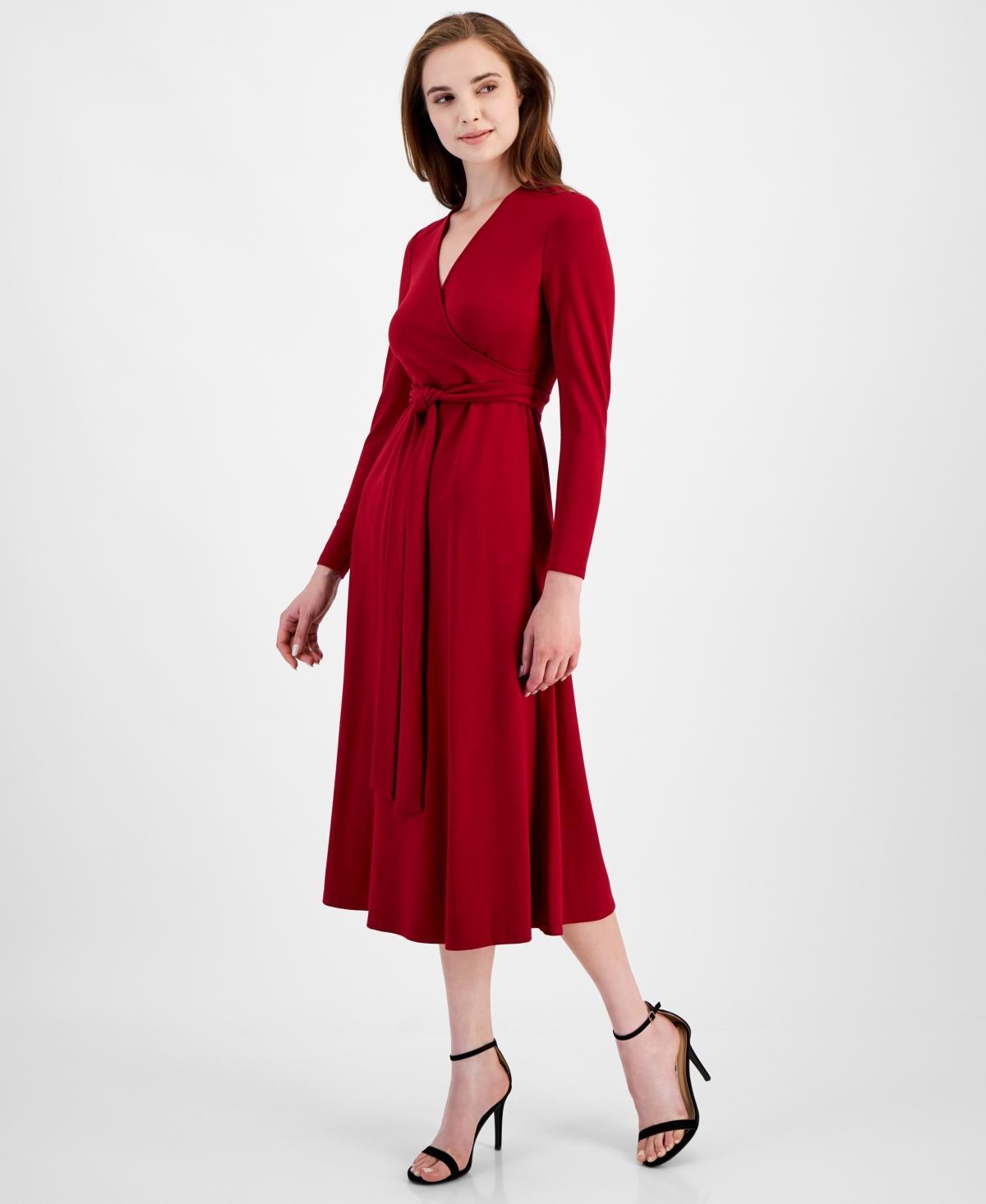 Anne Klein Womens Serenity Faux-Wrap Midi Dress Product Image