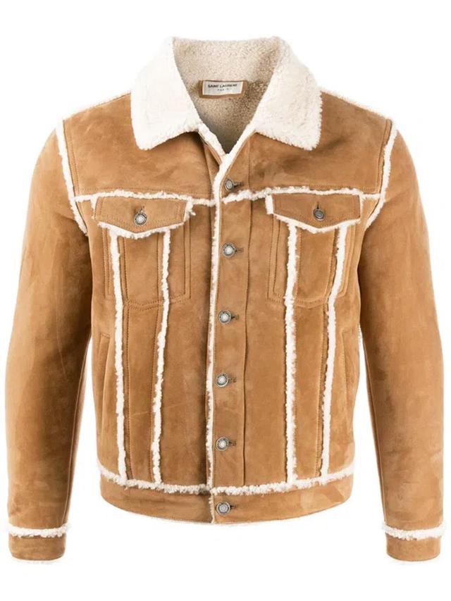 Men's Muton Shearling Jacket In Cognac,ecru Product Image