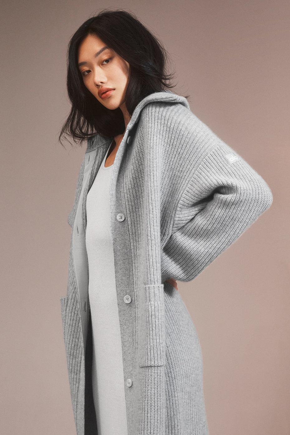 Cashmere Ma Cherie Long Cardigan - Light Heather Grey Female Product Image