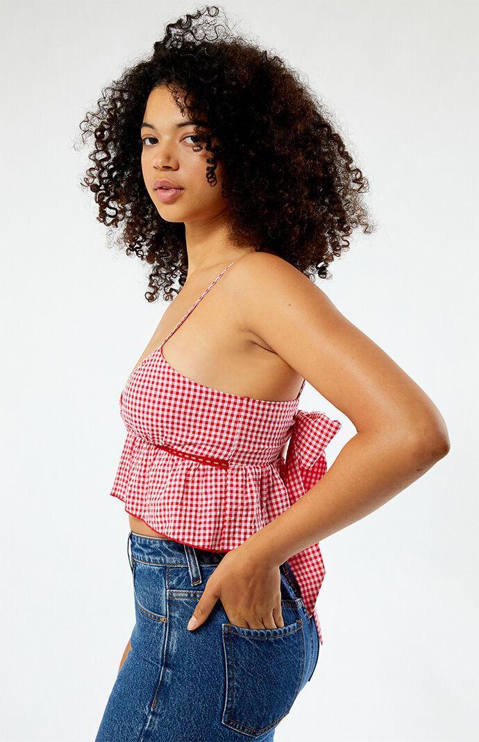 Women's Gingham Babydoll Tie Top Product Image