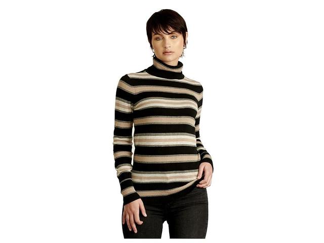 Hatley Turtleneck Sweater (Black Melange Stripes) Women's Clothing Product Image