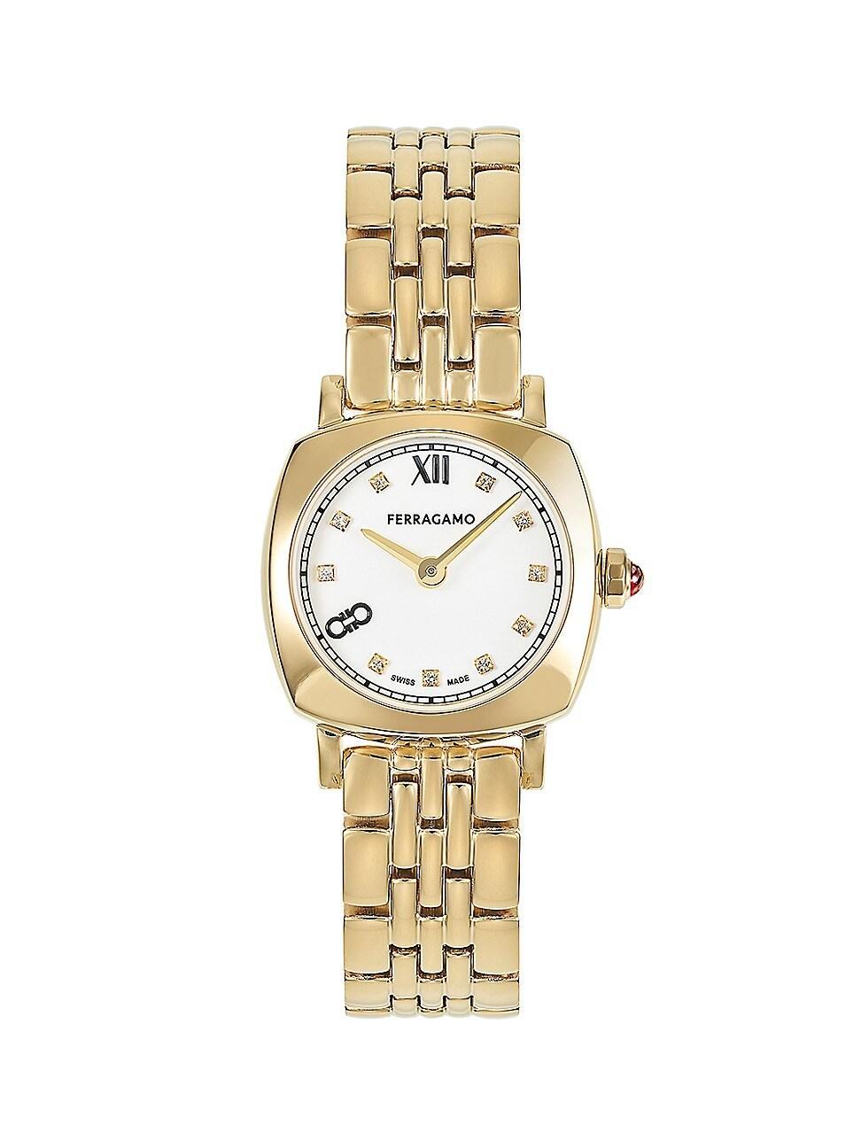 Salvatore Ferragamo Womens Swiss Gold-Tone Stainless Steel Bracelet Watch 23mm - Ip Yellow Gold Product Image