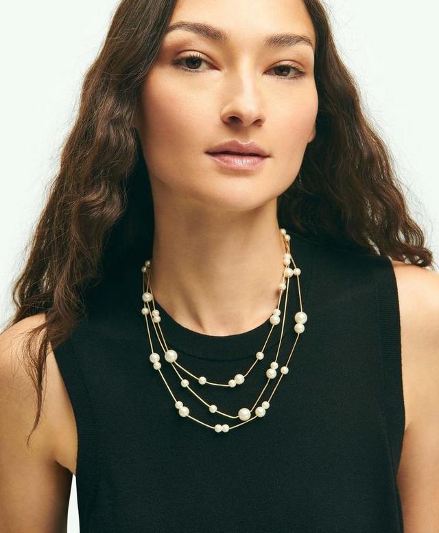 Layered Glass Pearl Necklace Product Image