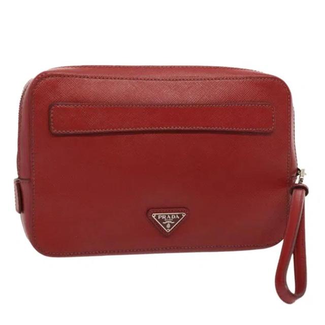 Pionnière Leather Clutch Bag () In Red Product Image