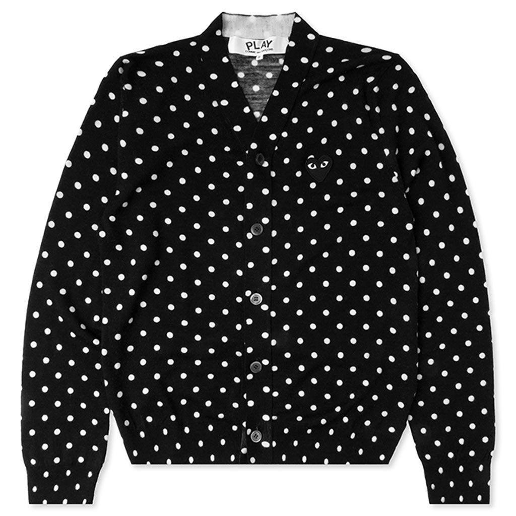 Polka Dot Cardigan Black Heart - Black Male Product Image