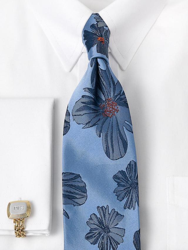 Floral Woven Silk Tie - Blue Product Image