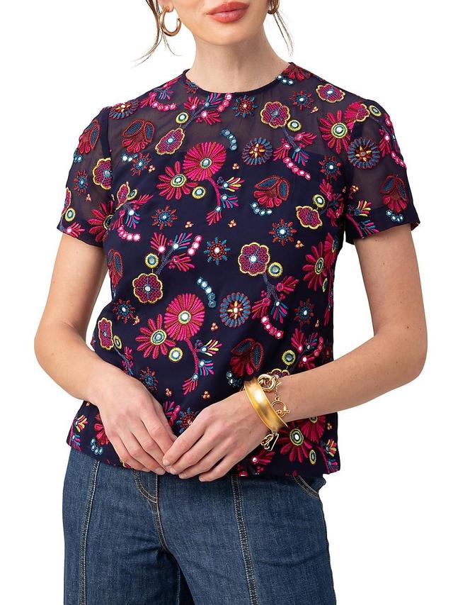 Womens Rochelle Embroidered Floral Top Product Image