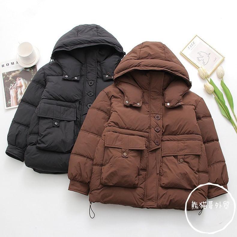 Plain Padded Hooded Zip Jacket Product Image