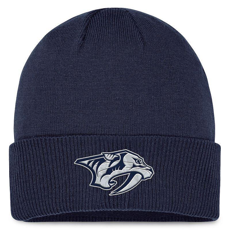 Mens Fanatics Branded Navy Nashville Predators Authentic Pro Road Metallic Cuffed Knit Hat, Pdt Blue Product Image