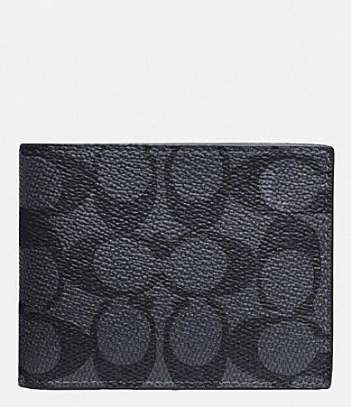 COACH Signature Coated CanvasLeather Slim Billfold Wallet Product Image