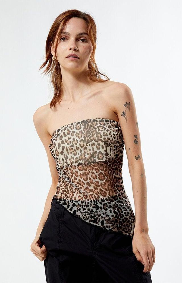 Women's Mesh Asymmetrical Tube Top - Product Image