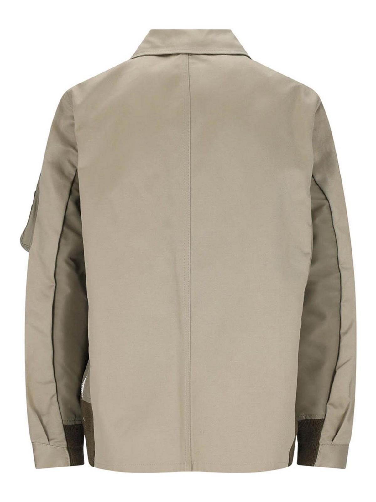 SACAI Shirt Style Casual Jacket In Beige Product Image