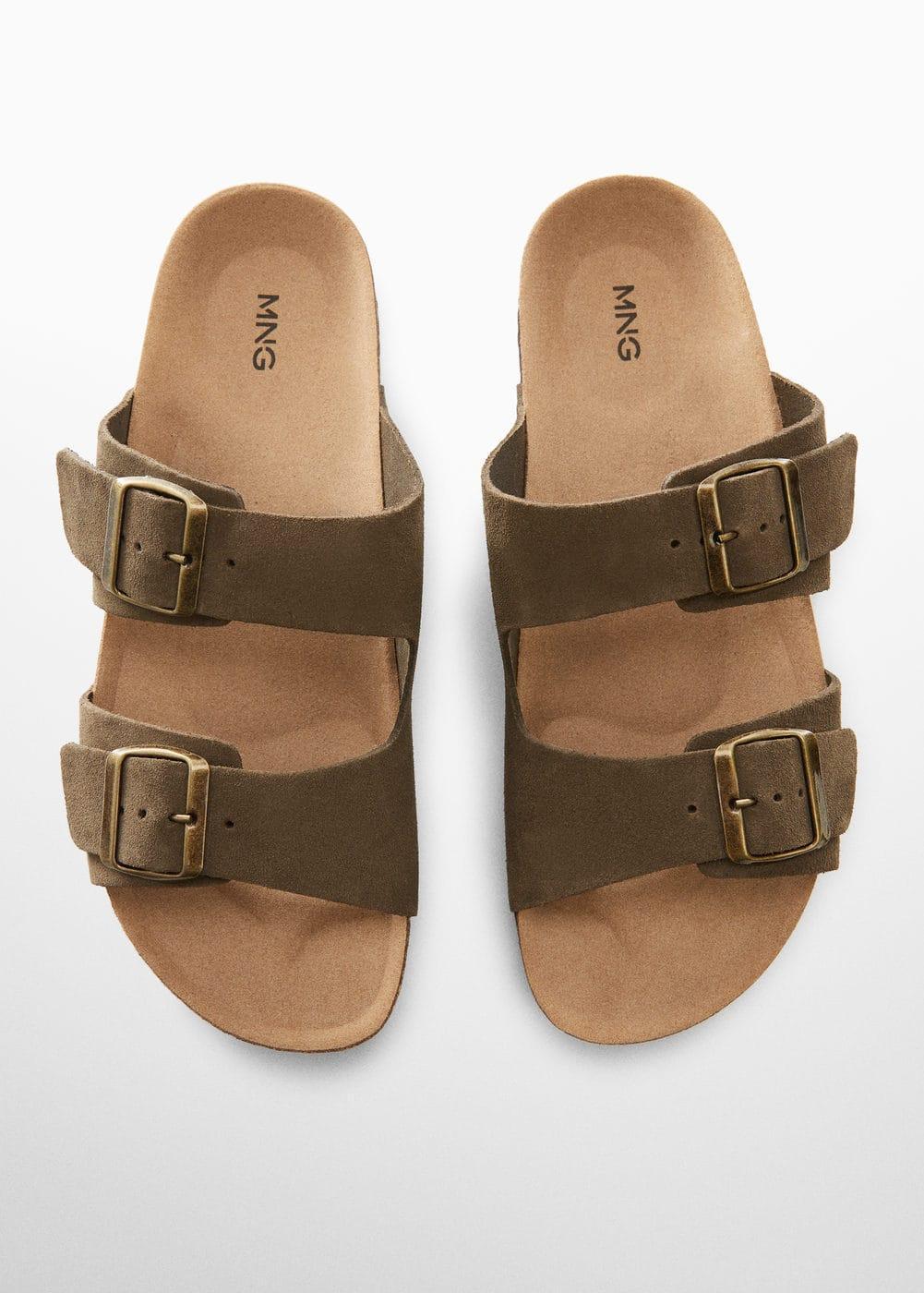 MANGO MAN - Split leather buckle sandal medium brown - 7 - Men Product Image