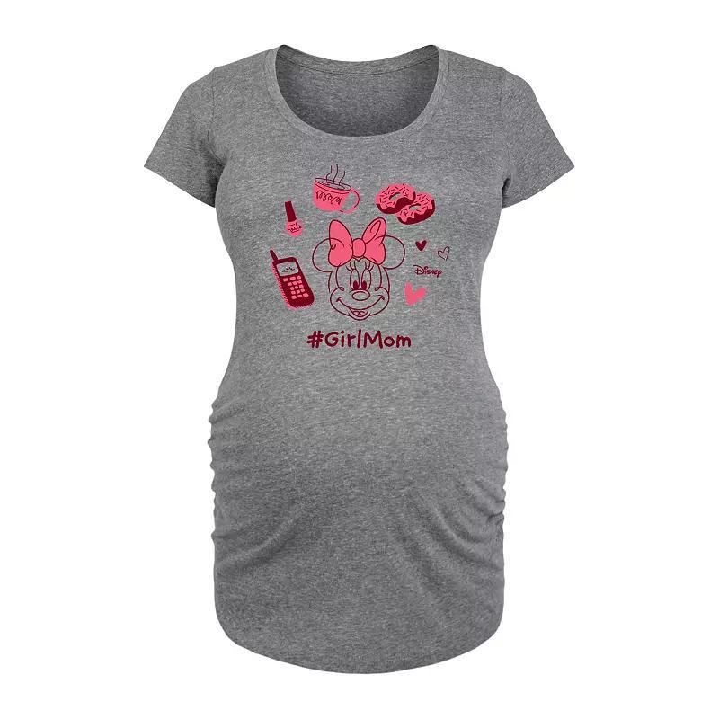 Disneys Minnie Mouse Maternity Girl Mom Graphic Tee, Womens Grey Gray Product Image