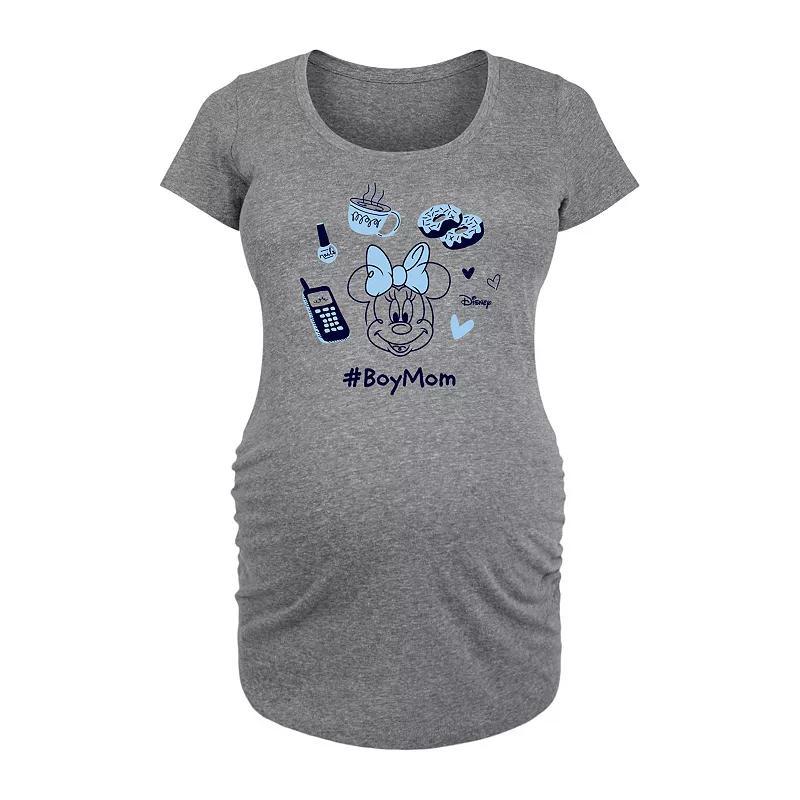 Disneys Minnie Mouse Maternity Girl Mom Graphic Tee, Womens Grey Gray Product Image