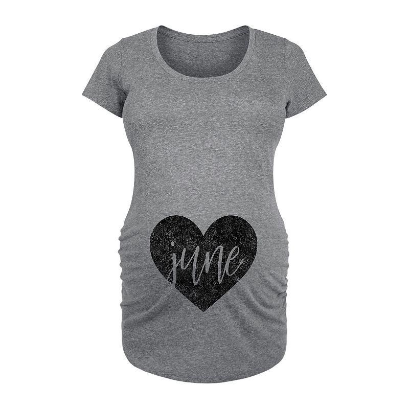 Maternity Heart June Graphic Tee, Womens Grey Gray Product Image