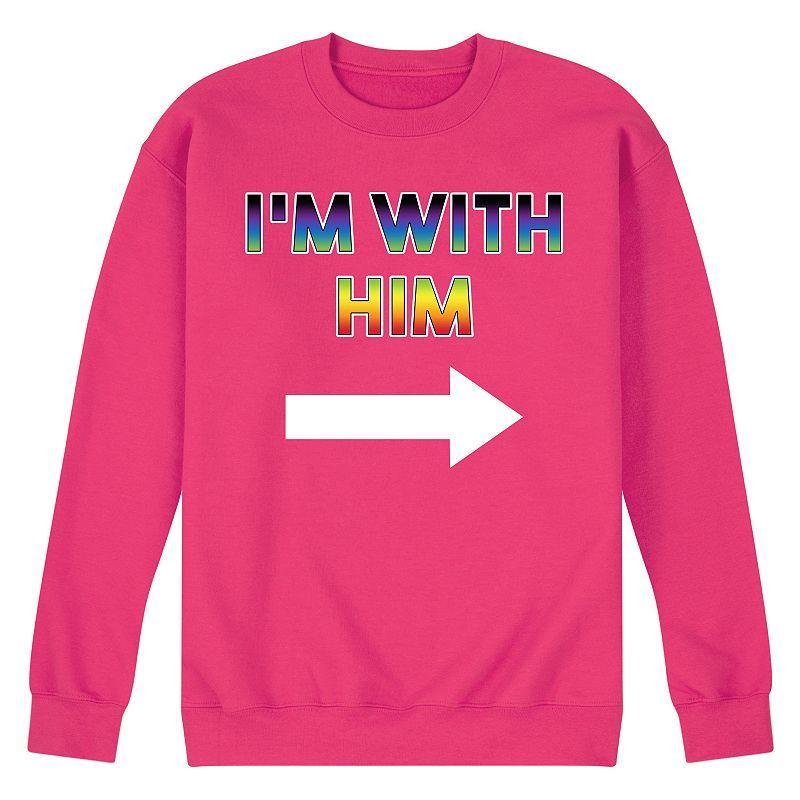 Mens Im With Him Fleece Sweatshirt Pink Product Image