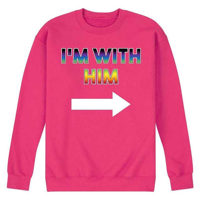 Mens Im With Him Fleece Sweatshirt Pink Product Image