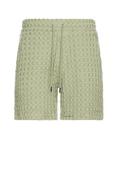 OAS Dusty Green Porto Waffle Shorts Green. (also in L, S, XL/1X). Product Image