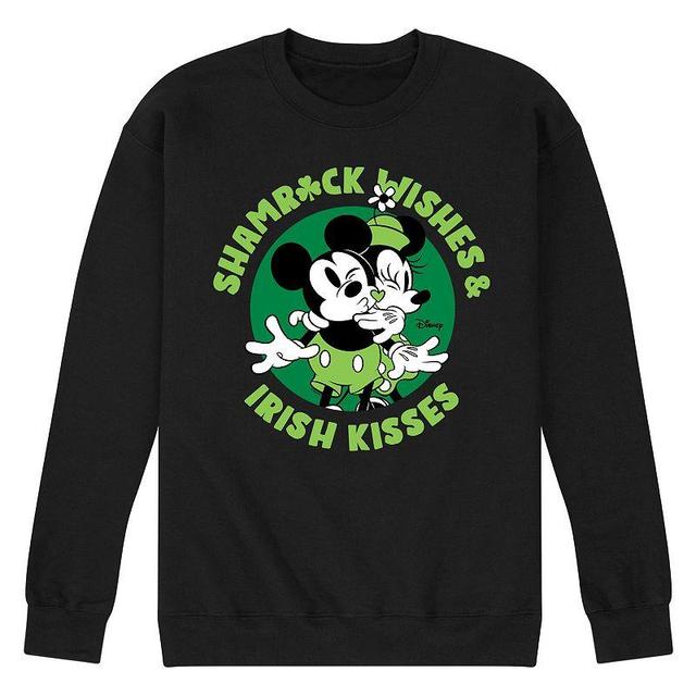 Disneys Mickey & Minnie Mouse Shamrock Wishes Fleece Sweatshirt, Mens Blue Product Image