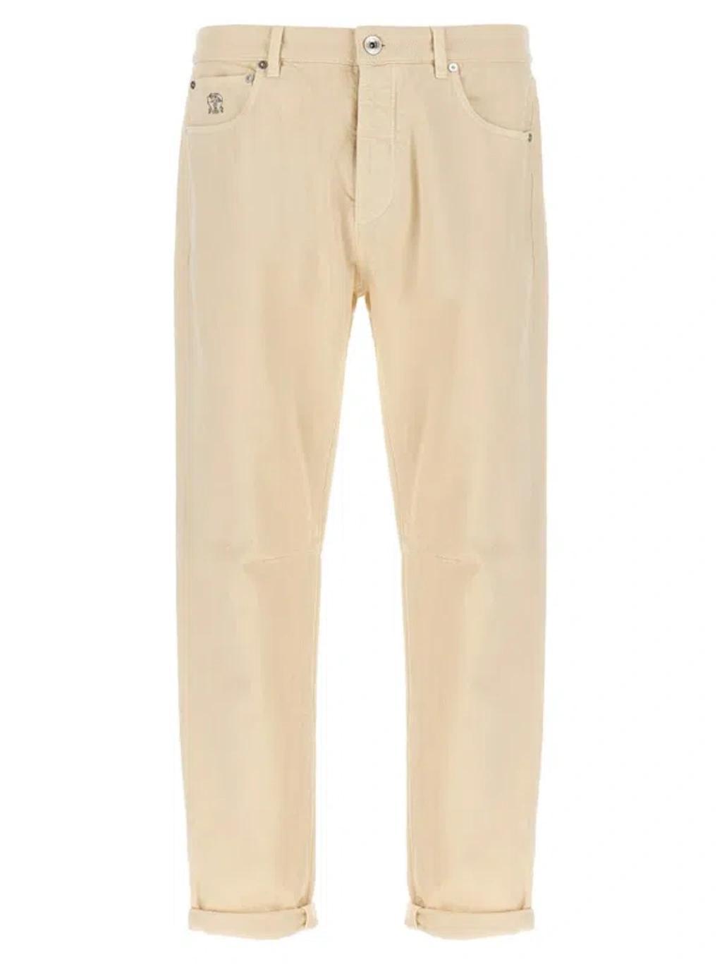 Logo Patch Straight Leg Jeans In White Product Image