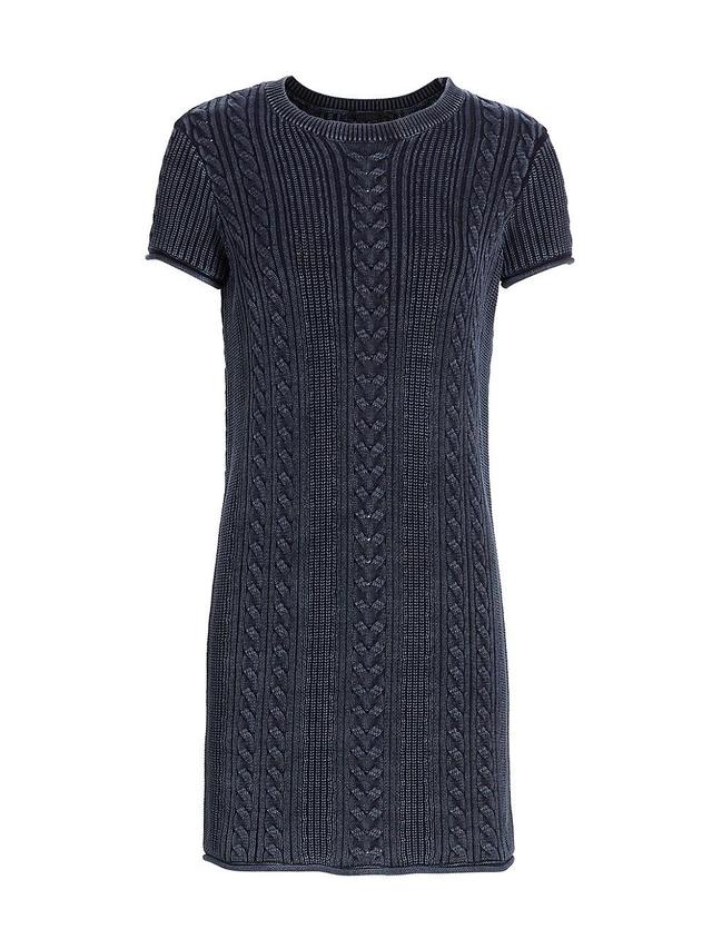 Womens Cotton Cable-Knit Short-Sleeve Midi-Dress Product Image