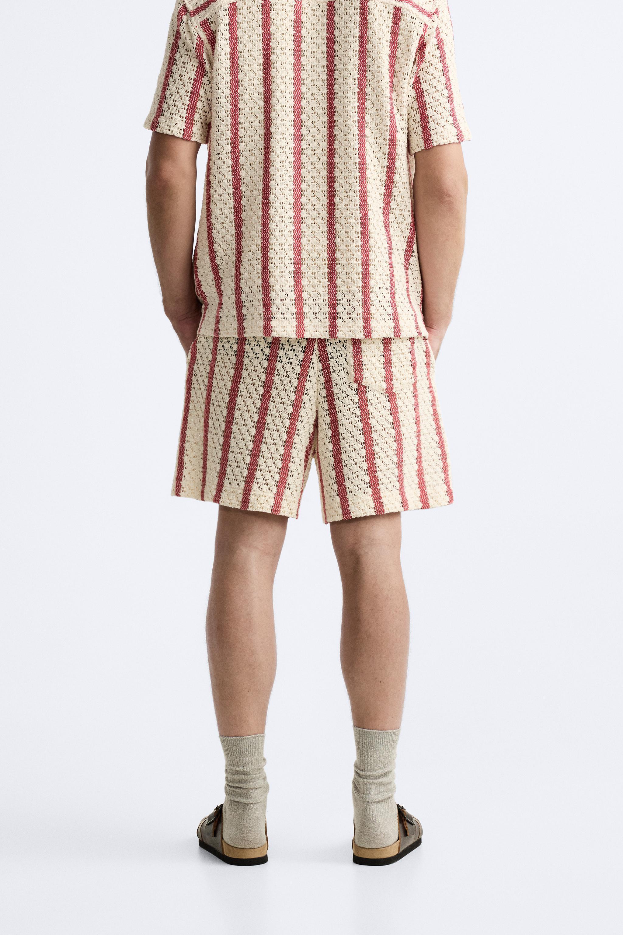 STRIPED CROCHET SHORTS Product Image